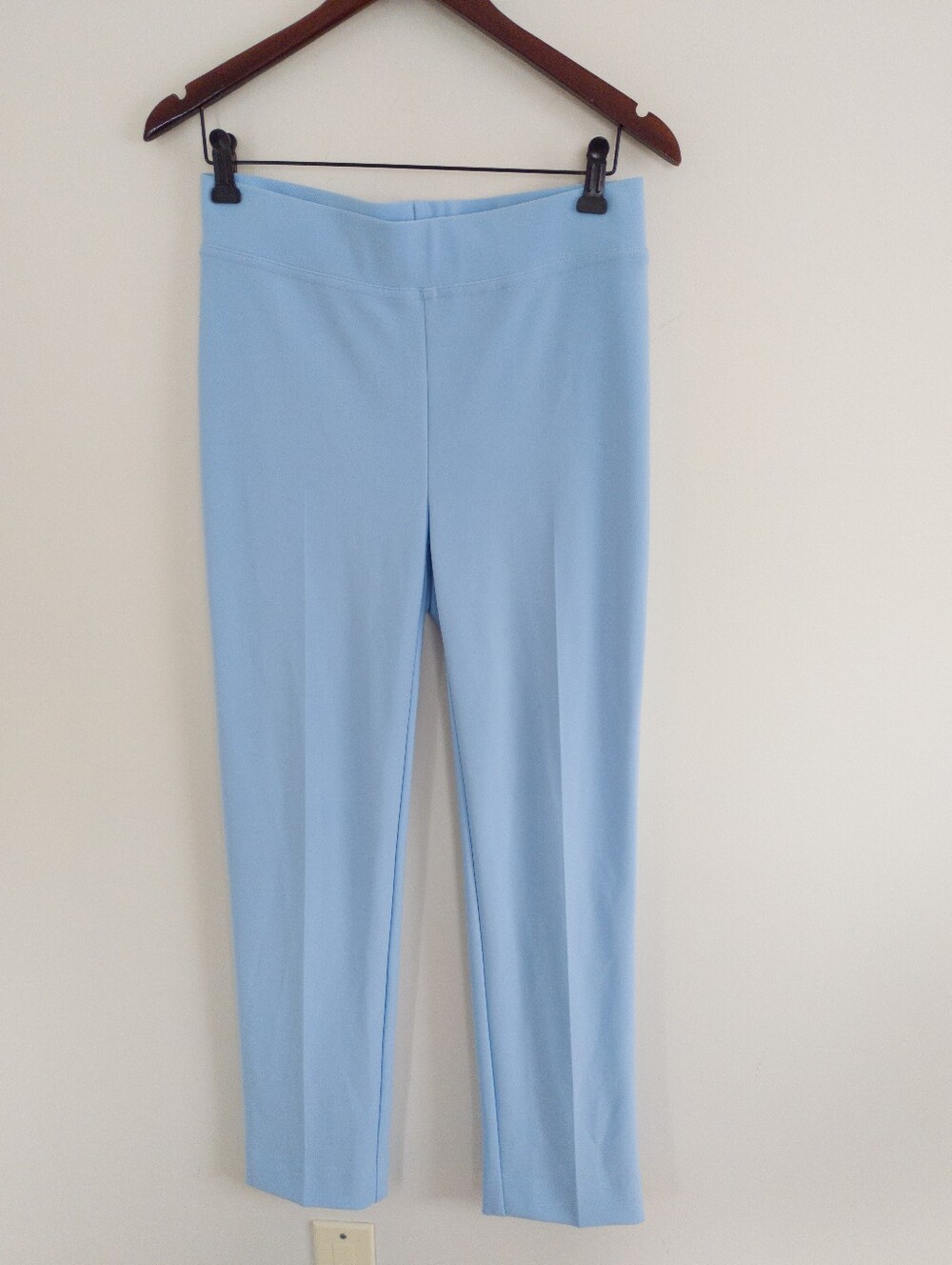 Joseph Ribkoff Sky Blue Classic Straight Pant Split Back Hem Pull On Size 8